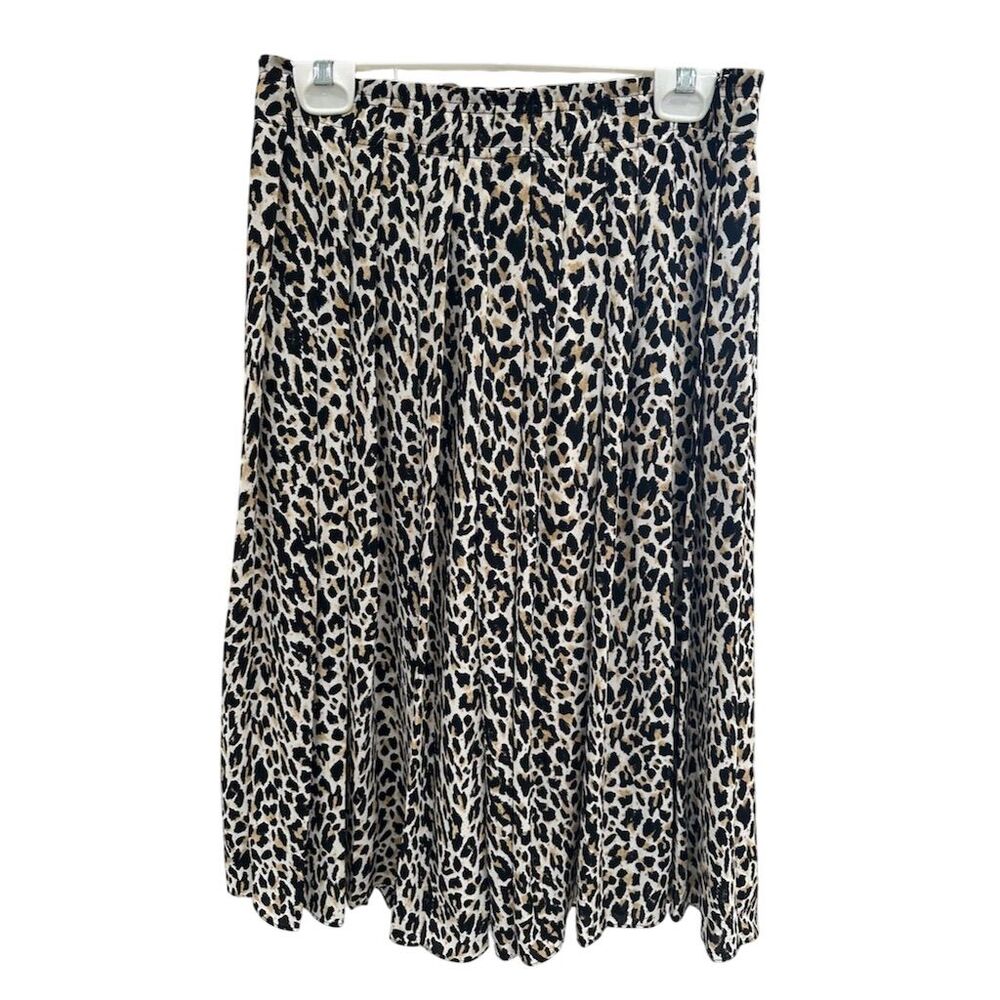 J.Crew Women's Size 4 Pleated Midi Skirt Leopard Animal Print Casual SI30